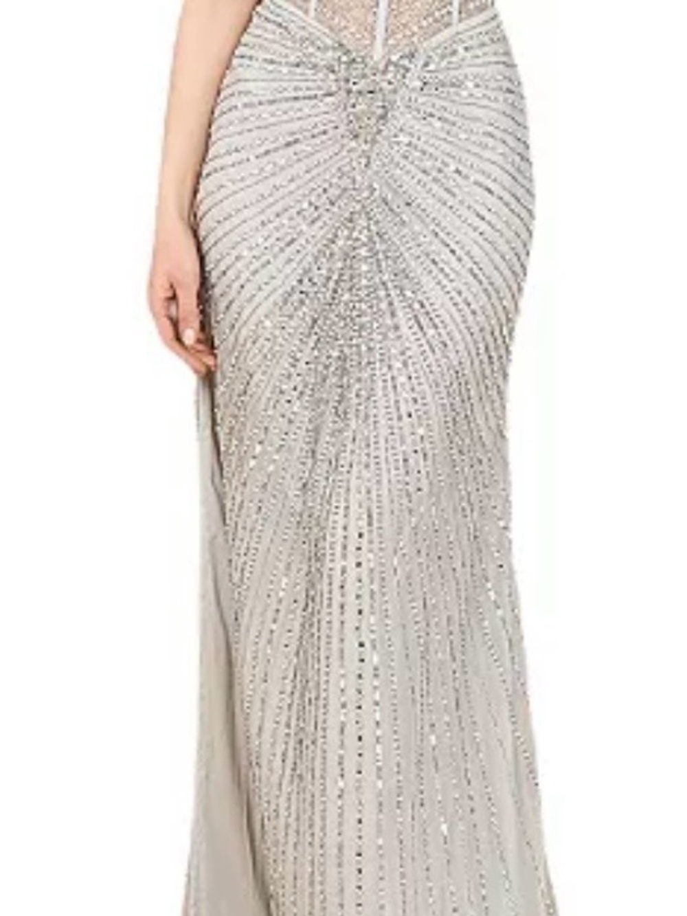 Embellished Silver Evening Dress